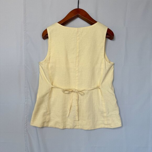 Loft Linen Blend Square Neck Button Front Yellow Lemon Brulee Vest Top Size L - Picture 5 of 11